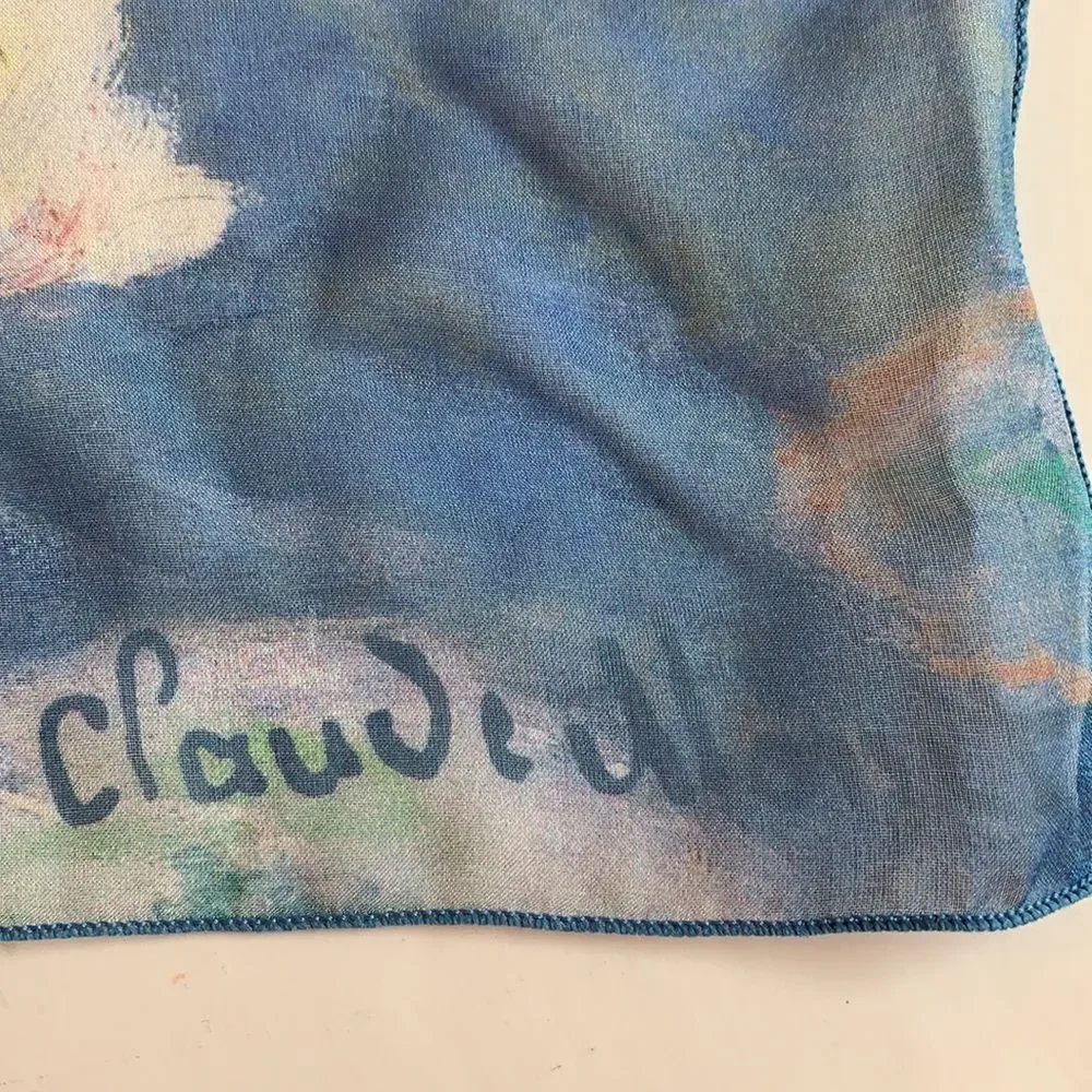 Brochier Soieries Claude Monet Blue‎ Silk Scarf